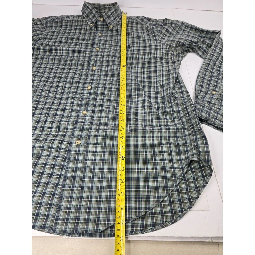 POLO RALPH LAUREN Men M Medium Plaid Dress Shirt Long Sleeve Classic Fit‎ Cotton